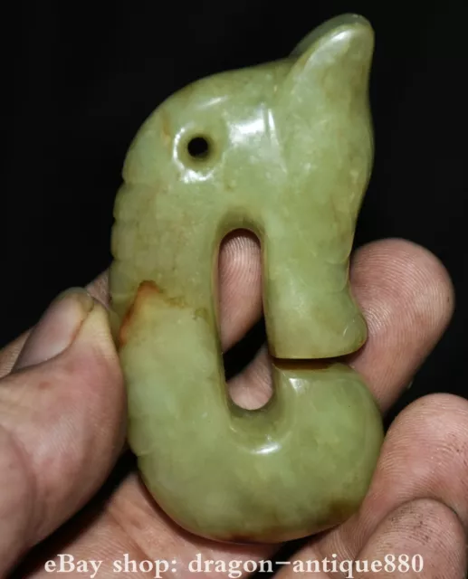 2.8" Old Chinese Jade Carved Hongshan culture Pig dragon hook Amulet Pendant