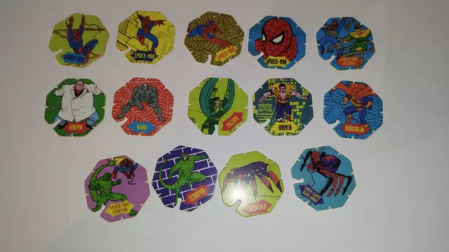 Lot pogs BN Spider Man Marvel caps vintage rare tazo volant Spiderman