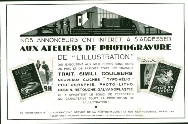 Publicité ancienne ateliers de photogravure 1937 issue de magazine