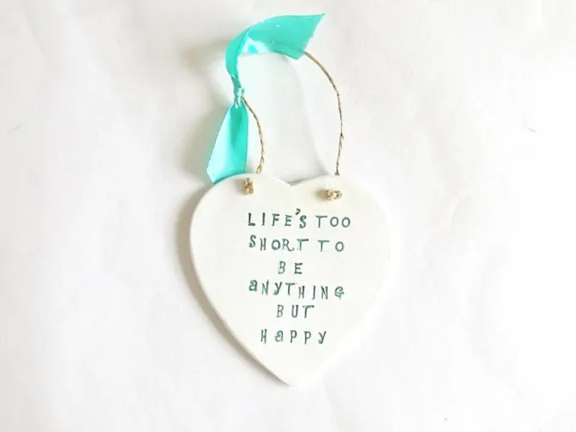 Be Happy Positive Life Quote Heart Ornament Plaque Home Decor Inspiring Gift 2