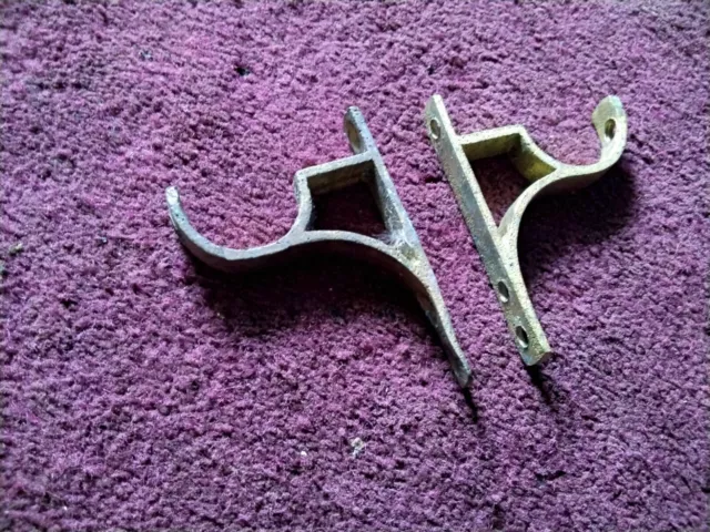 Pair Vintage Brass Curtain Rail Brackets.  Quality