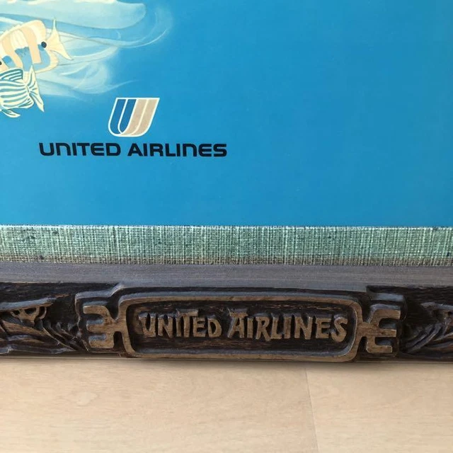 UNITED AIRLINES VINTAGE Promotional Tiki Framed Hawaii 3D Map $1,479.97