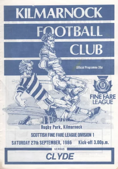 Kilmarnock v Clyde 27th September 1986 Scottish League Division 1