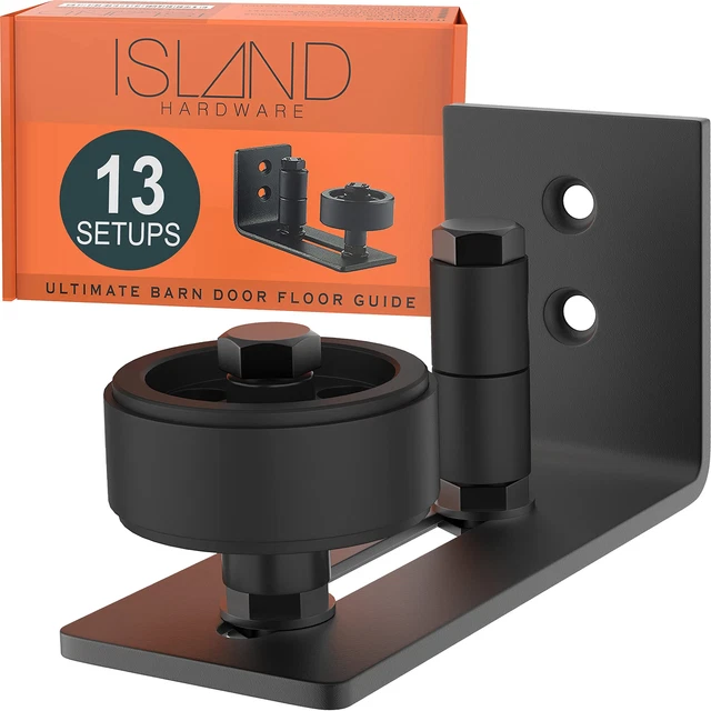 Barn Door Floor Guide Wall Mount Stopper Stay Roller for Pocket Closet (Black)