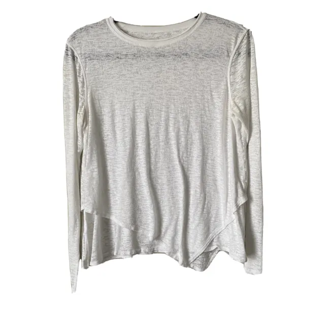Lululemon Womens 4/6 Sweetest Day Long Sleeve Shirt Burnout Asymmetrical Hem Top