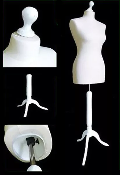 Size 12 Female WHITE Dressmaking MANNEQUIN TAILORS Dummy Dressmaker Fashion Bust