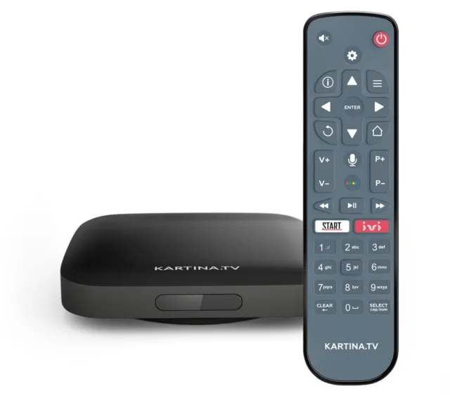 Kartina EVA WiFi 4K TV Box für Kartina.TV von DuneHD mit Bluetooth-Fernbedienung