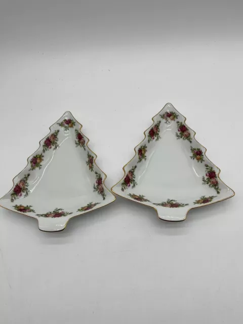 Royal Albert Doulton Old Country roses 8 “ Christmas Tree Tray SET OF 2