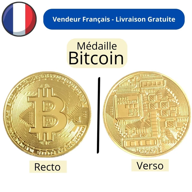 Médaille Bitcoin - Symbole Cryptomonnaie Blockchain - BTC Monnaie - Pièce