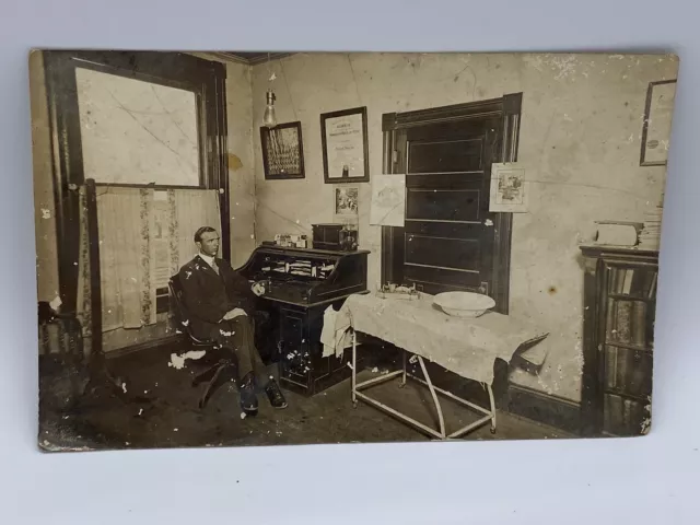 Antique RPPC Real Photo Post Card Medical Doctors Office With Exam Table