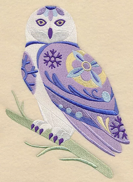 Embroidered Sweatshirt - Flower Power Snow Owl L8716