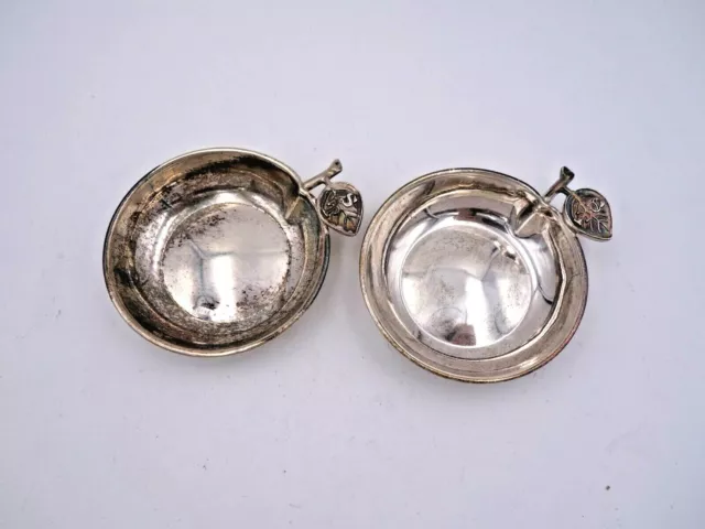 Pair of 900  Sterling Silver Salt Dips, in Form of a Cherry (#8176)