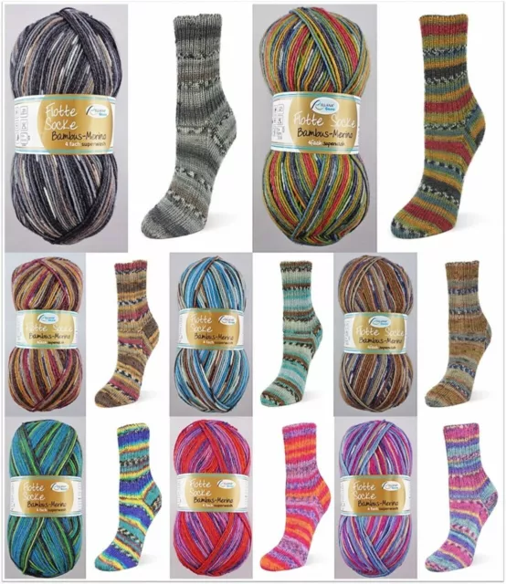 100g Flotte Socke Bambus Merino 4-fach Sockenwolle Strumpfgarn GP 79,50€/1kg