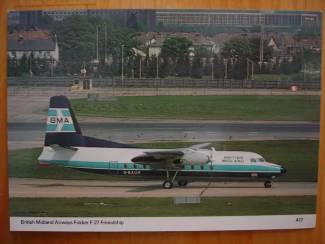 Airline Memorabilia - Publisher Postcard - British Midland Fokker F27 Friendship