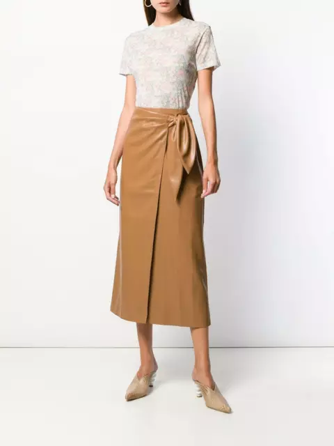 NWT Nanushka Amas Faux Leather Skirt Brown Sz M $400