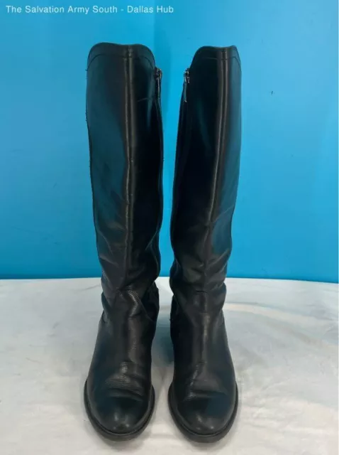 Paul Green Women's Knee High Black Leather Zip Side Boots Size-6.5