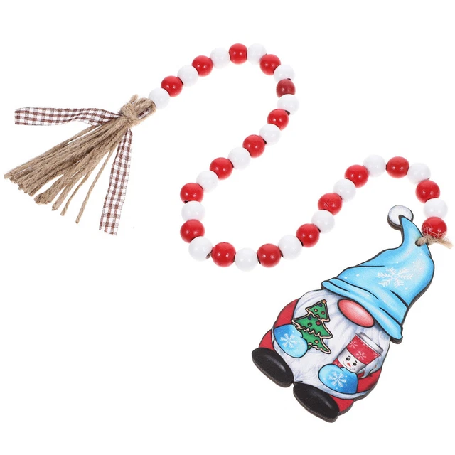 Pendentif en perles de bois de Noël Père Noël Décoration à suspendre en perles