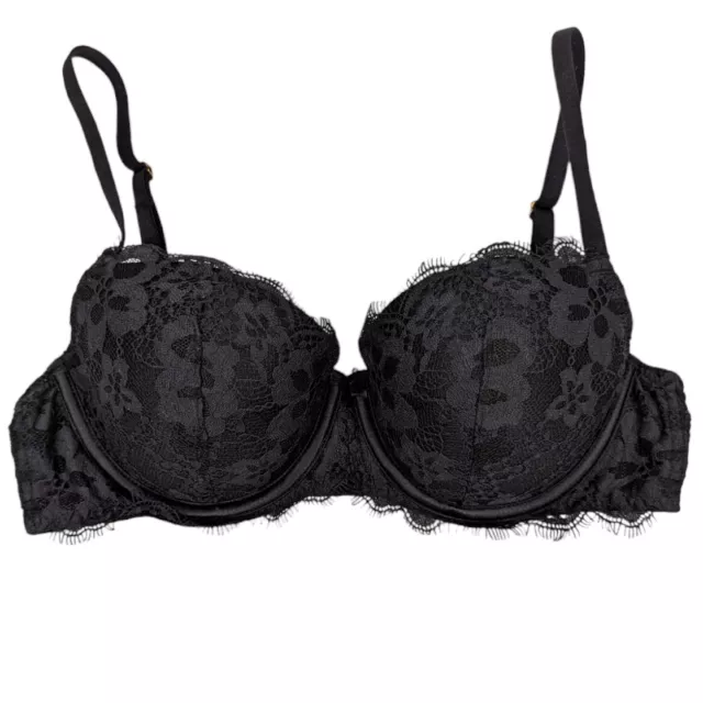 Victoria Secret Bra Size 36D Black Underwired Lined Adjustable Strapless