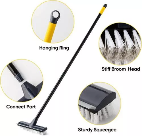 Outdoor Indoor Broom w Handle Stiff Yard Garden Hard Brush Sweeping Brush 2