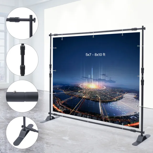 300x240CM Banner Poster Display Stand Trade Show Adjustable Telescopic Backdrop