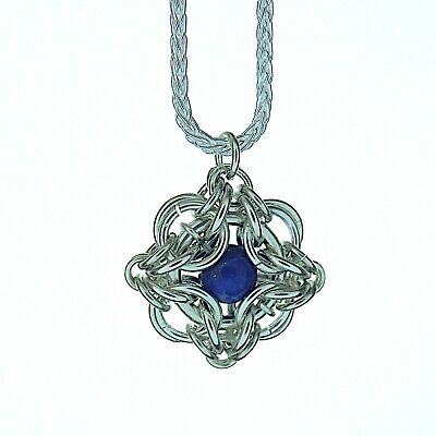 Handmade Lapis Lazuli Celtic Pendant Argentium Sterling Silver Necklace