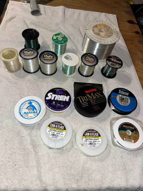 HUGE Lot of fishing line - 16 spools most never used - Berkley Trilene, UGLY Big