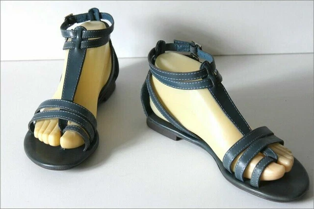 Sandales San Marina En Cuir Tressé Couleur Pastel - Taille 40, Petits Talons - Occasion Très Bon état
