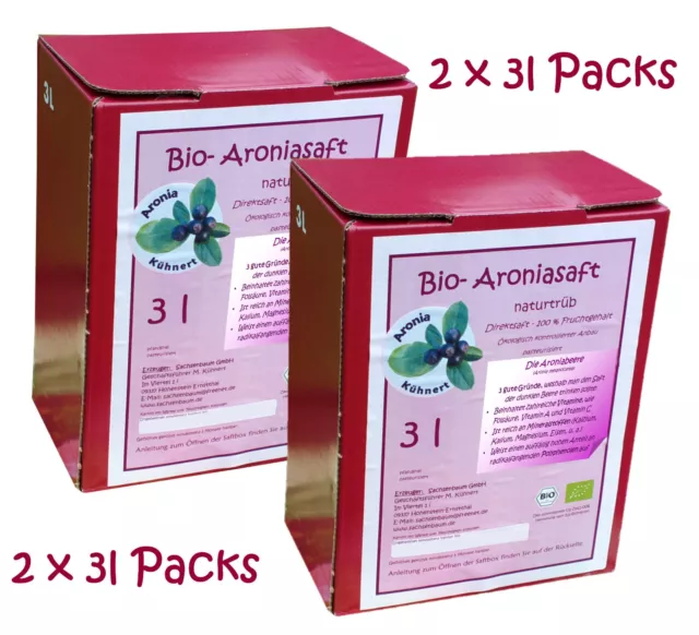 ! Sparpaket ! 2 x 3l = 6l, BIO Aroniasaft, 100% Direktsaft Muttersaft, Späternte