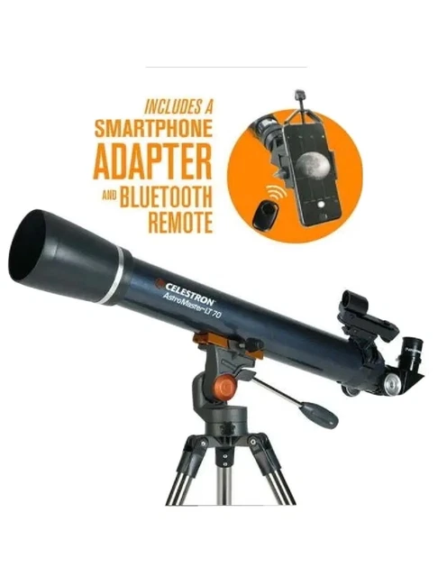 Astromaster 70AZ LT Refractor Telescope Kit with Smartphone Adapter and BT