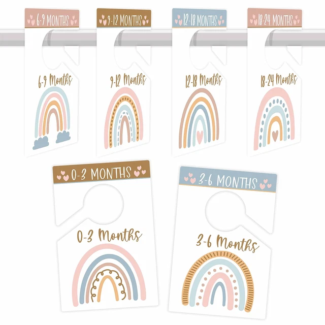 6 divisores de tamaño de armario para bebé niña - divisores de armario para bebé boho por mes, bebé
