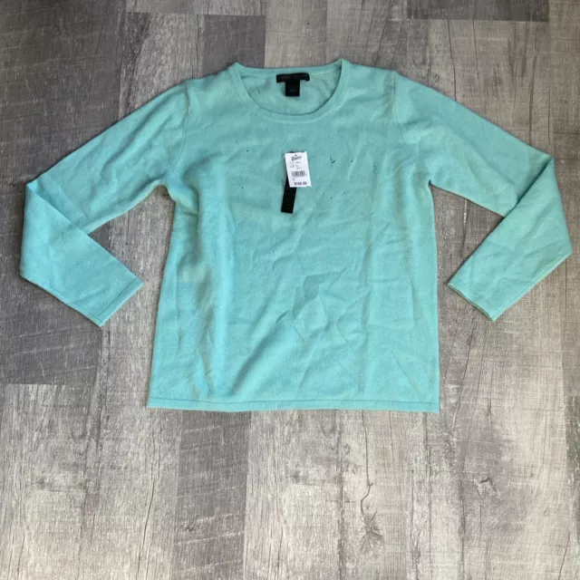 Preswick and Moore cashmere sweater Womens Size L Teal Crewneck Soft Cozy HOLES