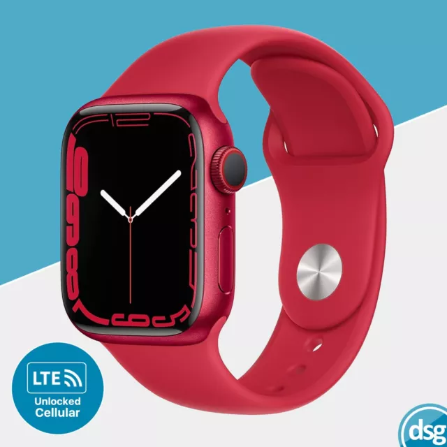 Apple Watch Series 7 41mm / Red Aluminium / Red Sport Band / Cellular & GPS / UK