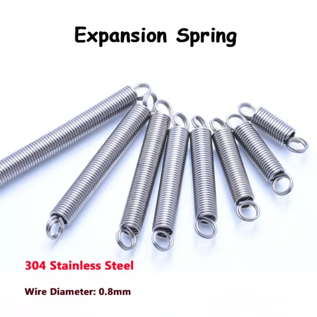 Expansion Spring 0.8mm Wire Ø Loop End Tension Extension Springs-Stainless Steel