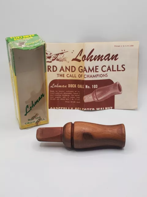 Vintage Lohman Hand-Made Crow Bird Call - New Original Box & Papers