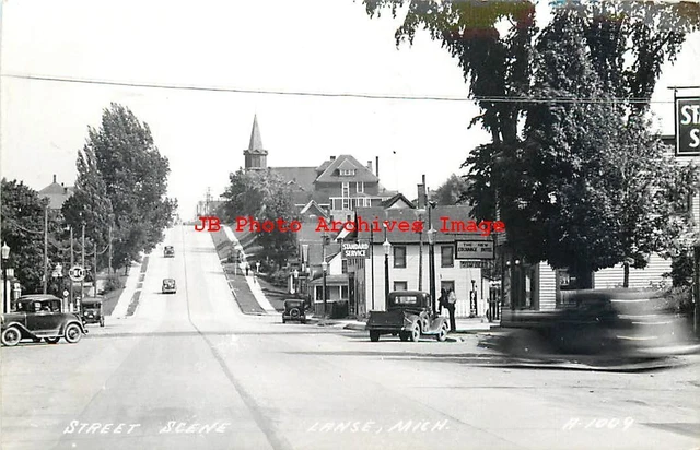 MI, Lanse, Michigan, RPPC, Street Scene, LL Cook Photo No A-1009