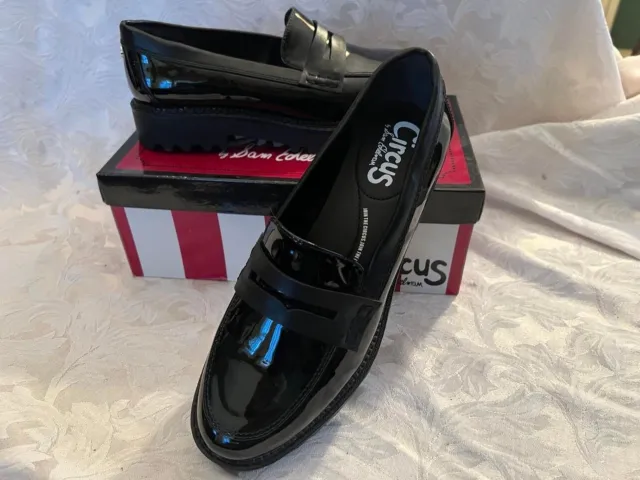 Dillon Penny Loafer~Women's 8.5~Black Patent~Chunky Shoe~Circus Sam Edelman~NEW