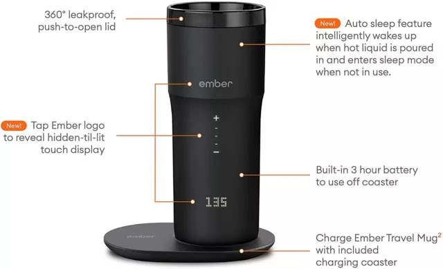 Ember Control Smart Travel Mug 2 - 12oz Black - App Controlled Heated Coffee Cup 2