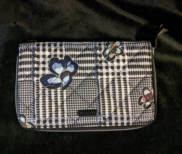 Vera Bradley Wallet Navy Blue & White Large Floral Print