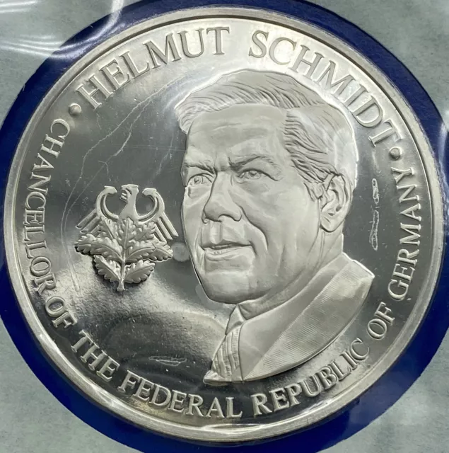 1976 US BICENTENNIAL VISIT German Chancellor SCHMIDT Proof Silver Medal i114243