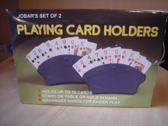 JOBAR'S Set Of 2 Playing Card Holders up to 15 Cards - NEW, H8