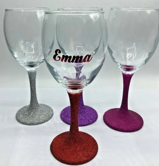 Personalised Glitter Stem Glass / Gin Glass / Champagne Glass / Birthday Glass