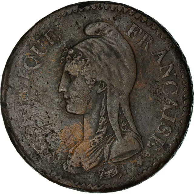 [#130717] Monnaie, France, Directoire, Decime, AN 5, Lille, Dupré, TTB, Bronze