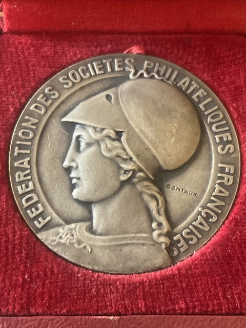 Médaille En Argent,Des Sociétés Philatéliques Françaises,Signé G.contaux