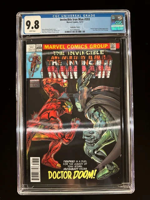 Invincible Iron Man #593 CGC 9.8 (2017) - Lenticular Cover, Iron Man #150 homage