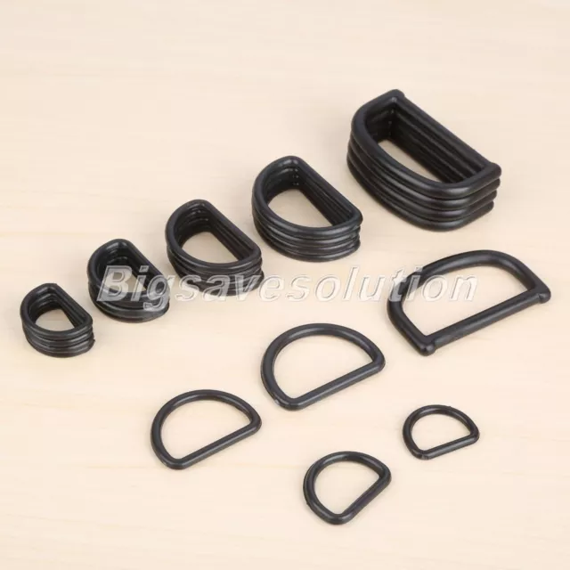1set Plastic Black D Ring Buckles for Handbag Luggage Bags Webbing Belt Parts HQ