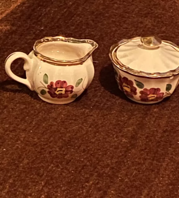 2” Cream And Sugar Floral Set  Made In England By Wade China