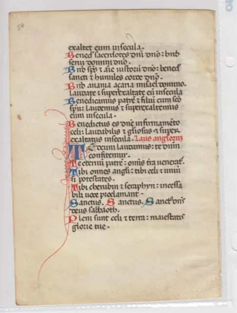 RARE  ILLUMINATED Medieval Psalterium Davidus MANUSCRIPT Vellum LEAF c1450 Italy
