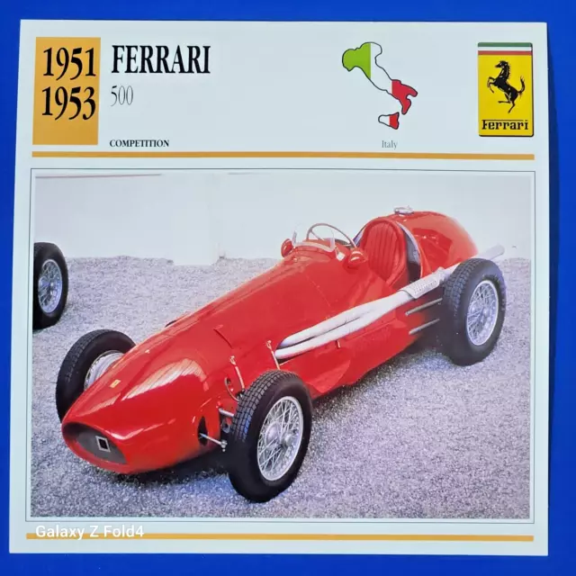 Classic Car Collectors Club Card (1992) 1951-53 Italy Ferrari 500