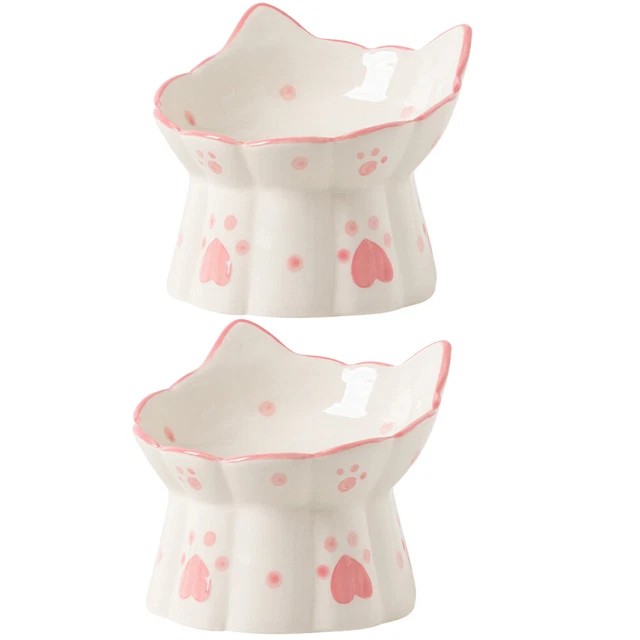 2 un. tazón elevado para gato cuello de gato tazón elevado para gato comida agua