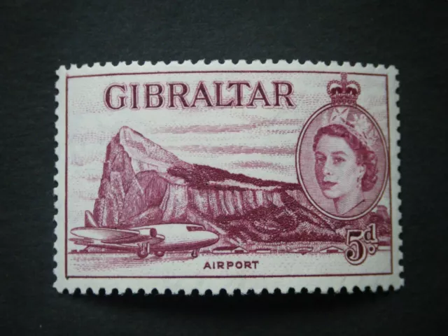 Gibraltar QEII 1953 5d maroon Major re-entry SG152a LMM